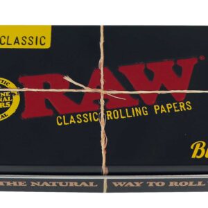 Uždaryta originali RAW Black Tin Box juoda metalinė apsauginė dėžutė suksuktinėms ir popierėliams