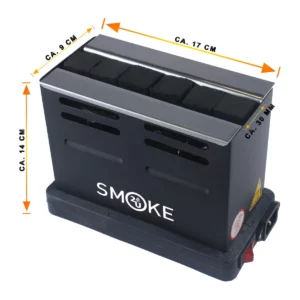 Smoke2u Toaster 2.0 elektrinio tosterio tipo užkūriklio išmatavimai 17x9x14 cm ir 30 mm anga