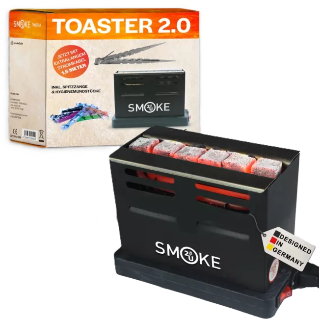 Kaljano anglių užkūriklis Smoke2u Toaster 2.0 su ilgomis žnyplėmis ir kandikliais
